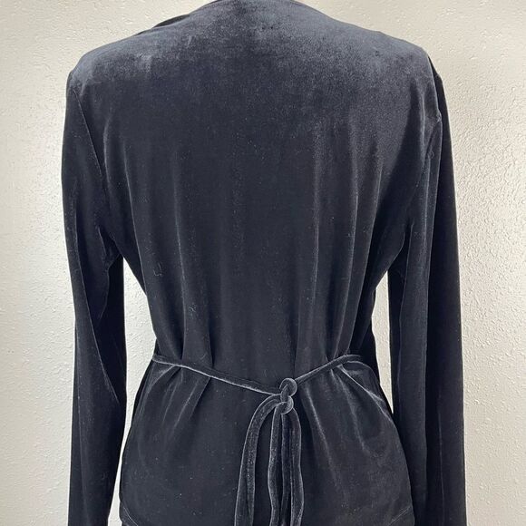 Liz Claiborne Matching Two Piece Black Velour Top and Skirt Size L EUC - Picture 6 of 9
